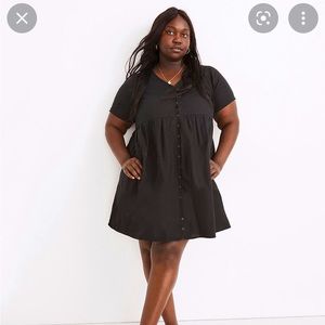 Madewell Linen Alexandra Button Front Dress Black NEW Plus Size 2X